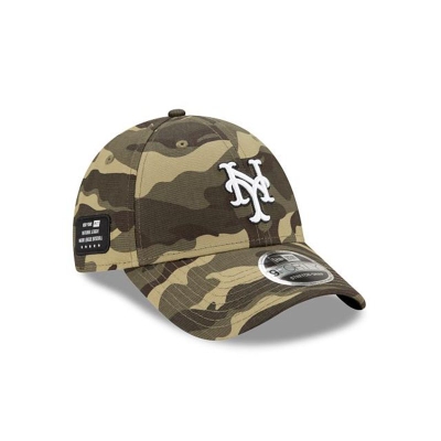 Green New York Mets Hat - New Era MLB Armed Forces Weekend Stretch Snap 9FORTY Adjustable Caps USA0549782